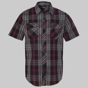 *B9202*  Men's Short-Sleeve Plaid Pattern Wov